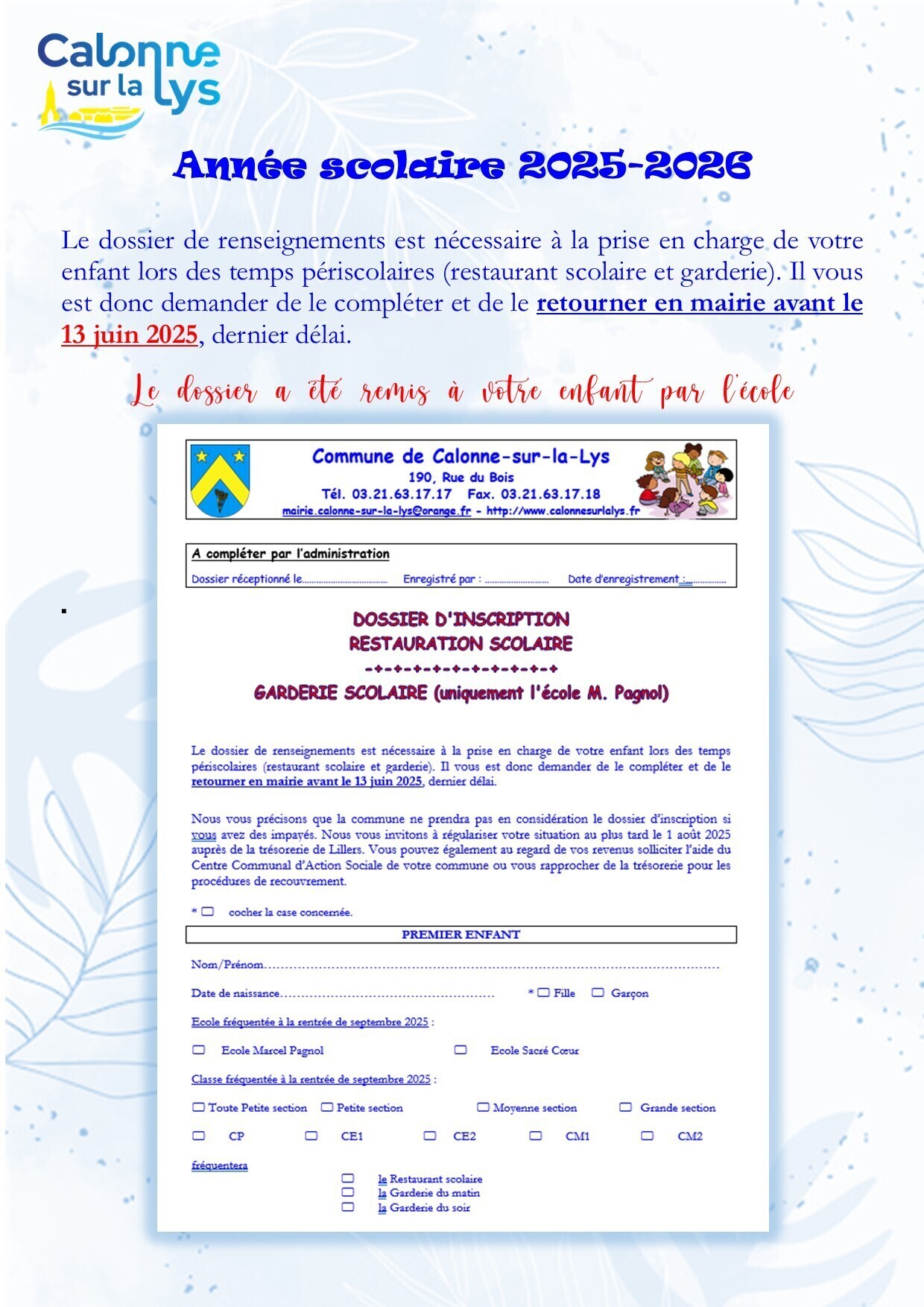 Dossier périscolaire