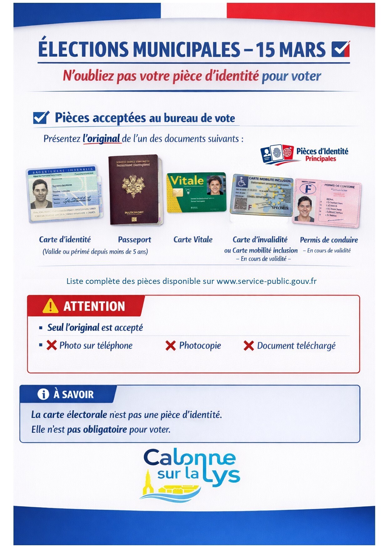 Elections Municipales - pièces d'identité